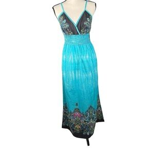 She's Cool Turquoise and Black Maxi Dress